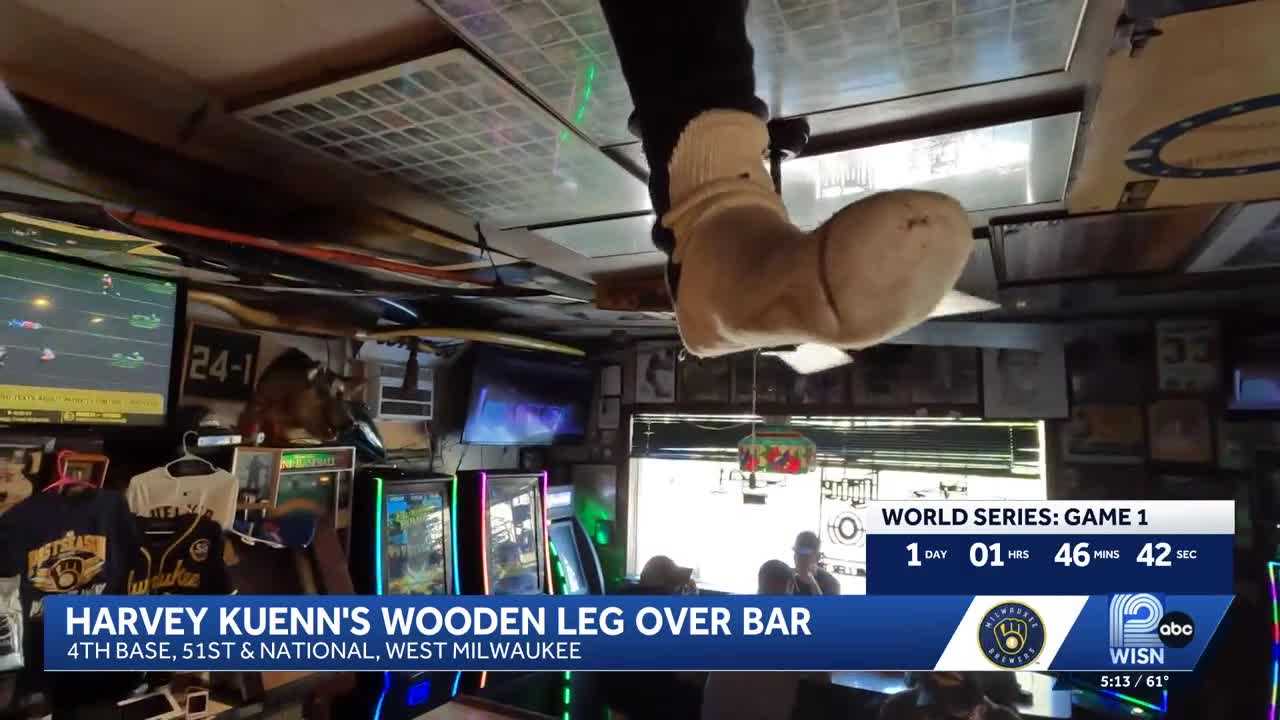 Prosthetic leg of '82 Brewers manager hangs in West Milwaukee bar — WISN 12 Milwaukee, McAllen Sports news